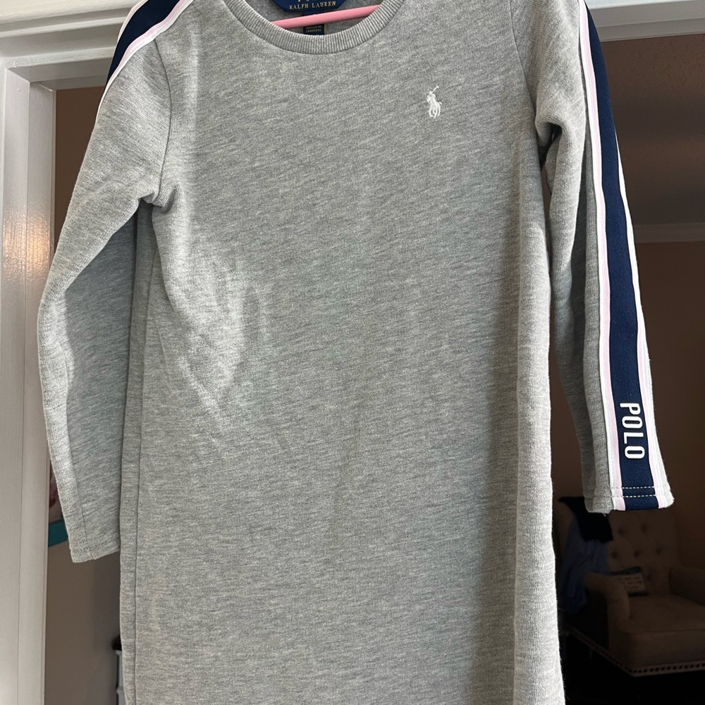 Polo by Ralph Lauren Kids Gray Long Sleeve Shirt with Navy and Pink Stripes